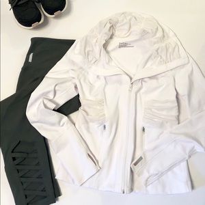 Zella White Ruched Neck Jacket